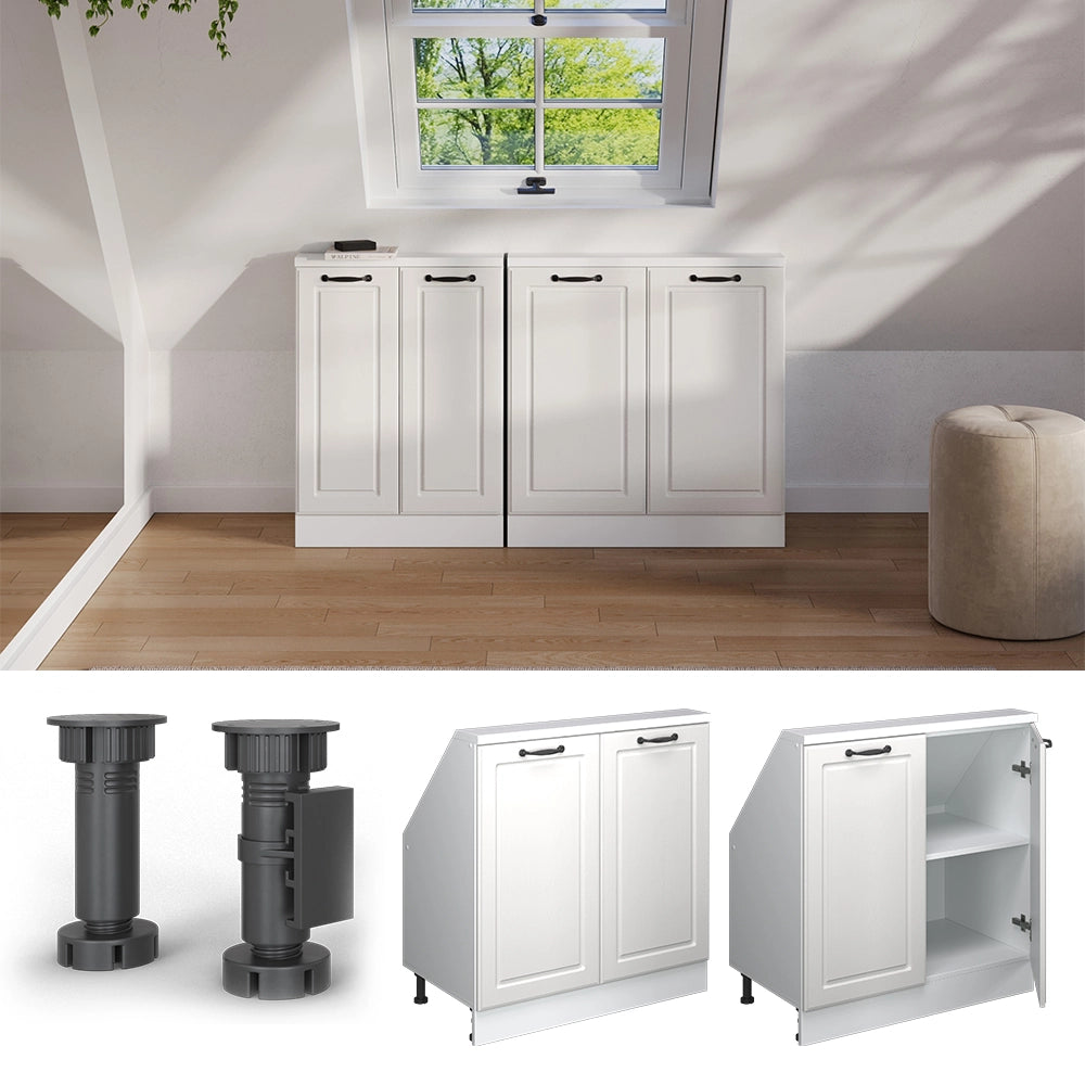 Mobile sottotetto Rion Bianco rustico/Bianco con 2 porte Vicco