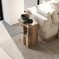 Tavolino da Salotto a Forma di C 40x30x60 cm con 3 Ripiani Marrone