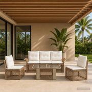 Set Divano da Giardino 6 pz Beige e Bianco Crema polyrattan 3436617