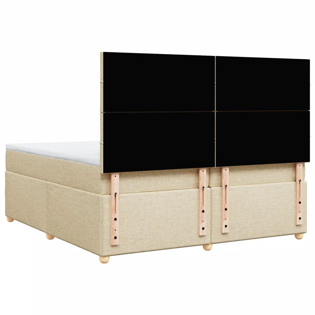 vidaXL Giroletto a Molle con Materasso Crema 200x200 cm in Tessuto