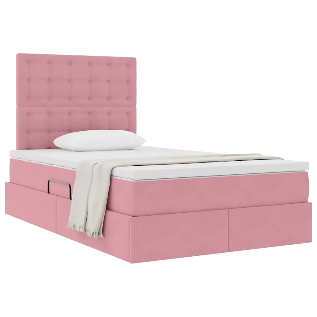 Letto con contenitore e materasso Rosa 120 x 200 cm Velluto 3372146