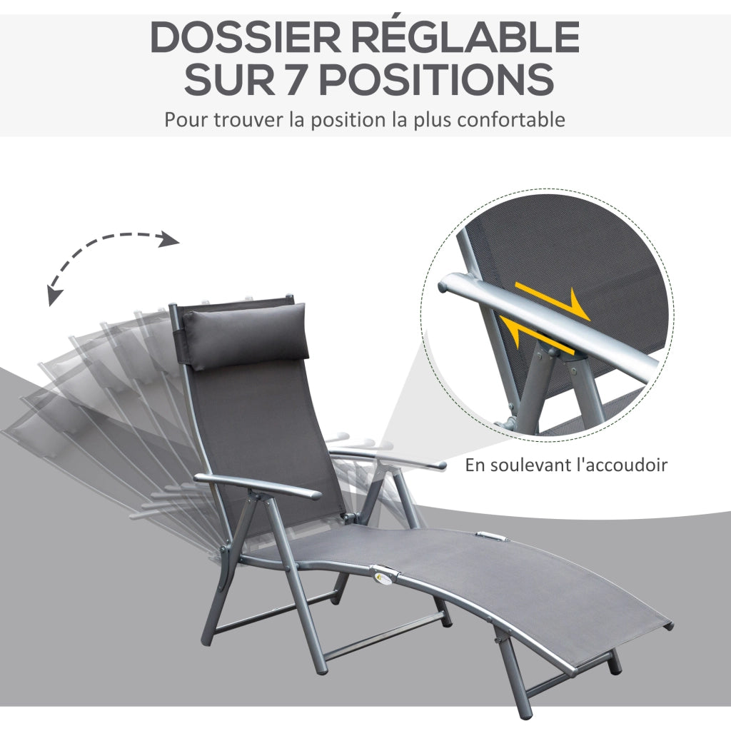 Chaise Longue Pieghevole ¨C zephmum ¨C Grigio 137x64x101 cm