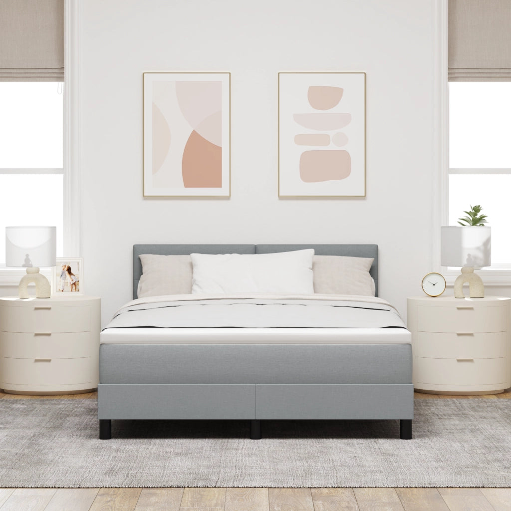 Letto Box Spring con Materasso e Luce LED Grigio 140x200 cm Tessuto