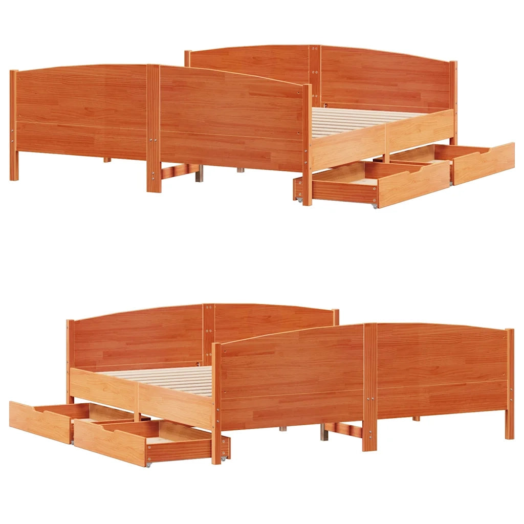 Letto matrimoniale | Letto per adulti | Letto senza Materasso Marrone Cera 160x200 cm in Legno di Pino