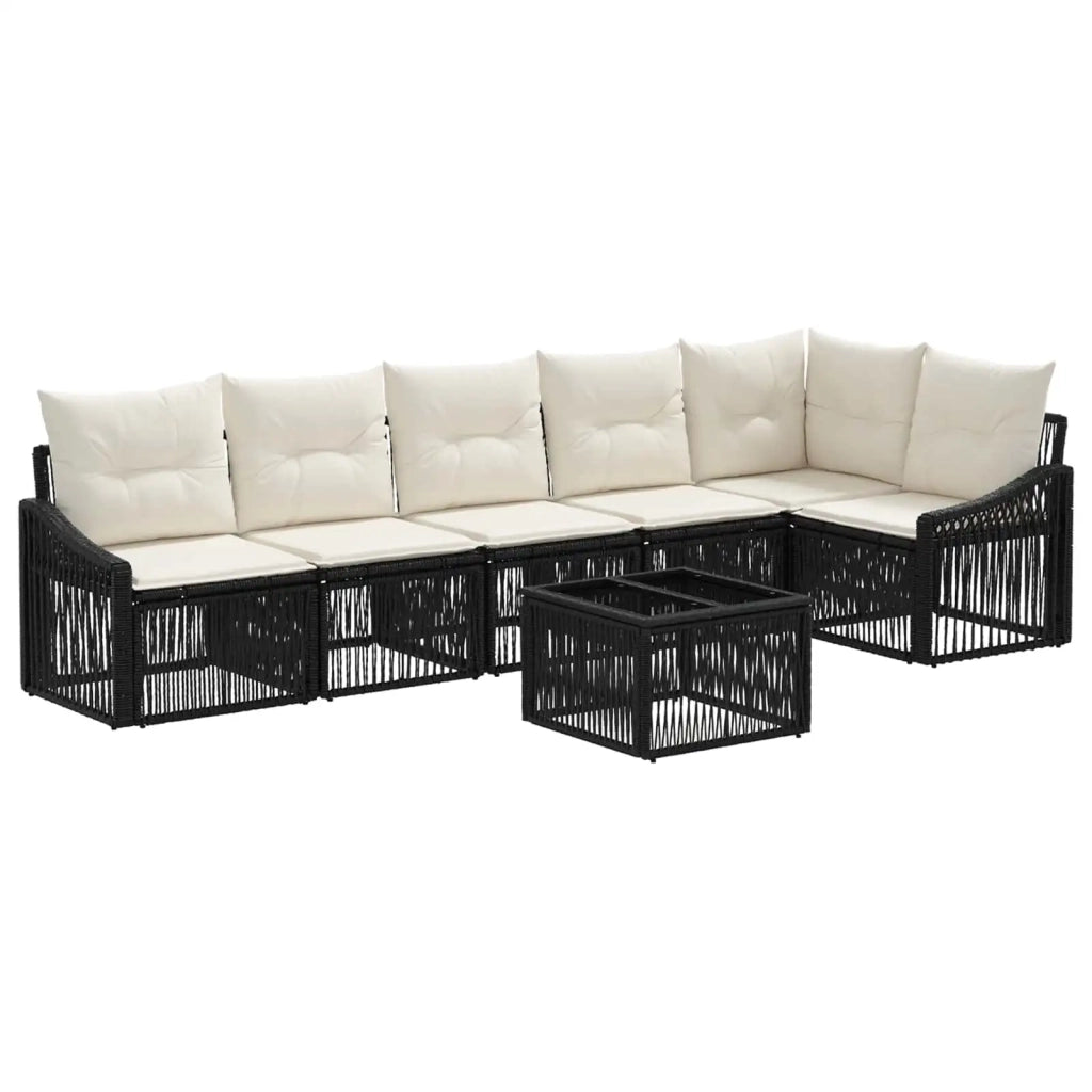 Set Divano da Giardino 7 pcs Nero polyrattan