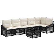 Set Divano da Giardino 7 pcs Nero polyrattan