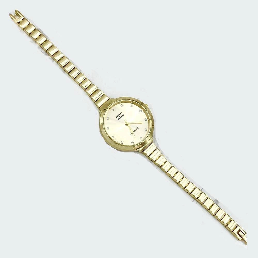Trade Shop - Orologio Da Polso Zcc Donna Analogico Al Quarzo Acciaio Moderno Fashion Dorato -