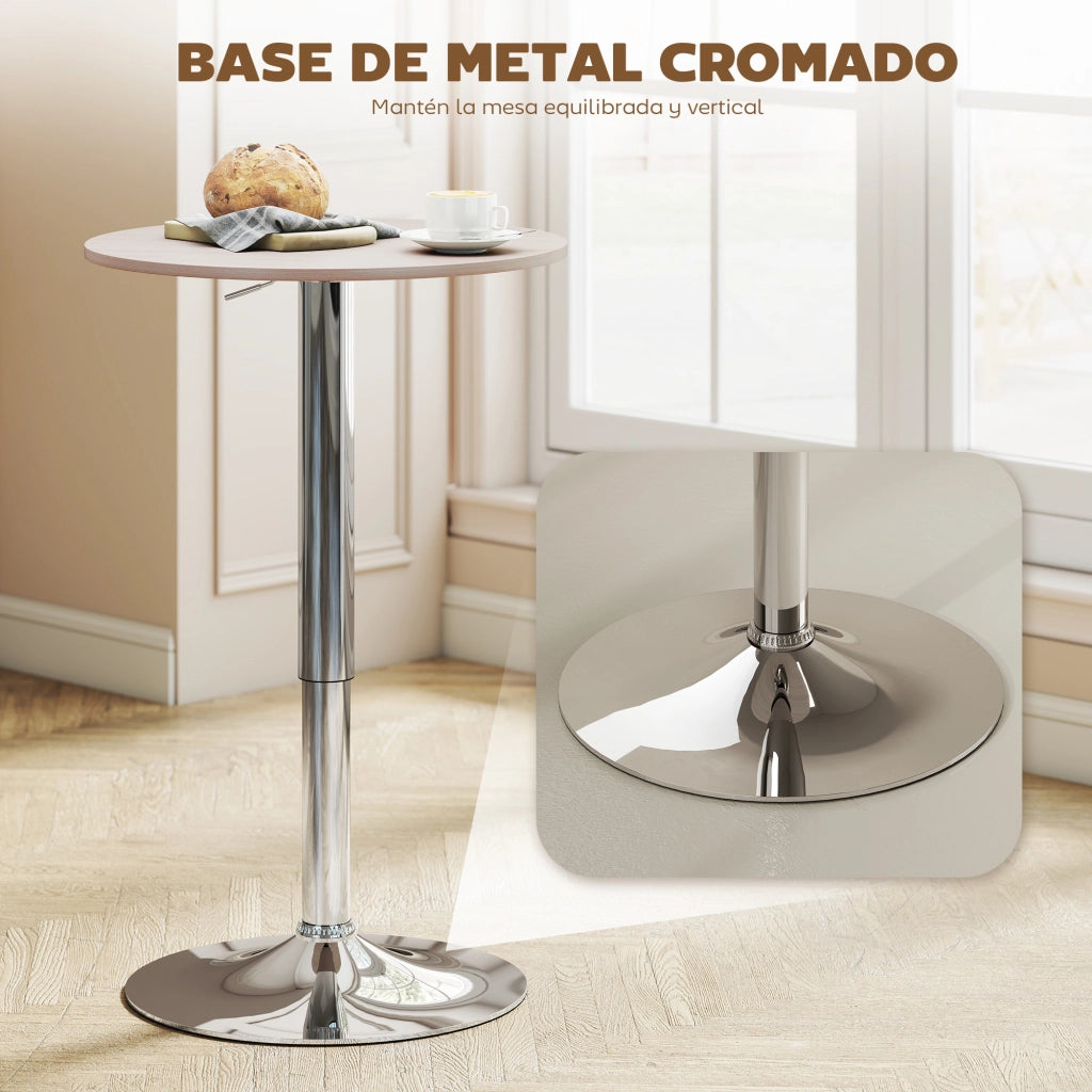 Tavolo da bar rotondo regolabile in altezza ¨C zephmum ¨C legno naturale ?60x67-93 cm
