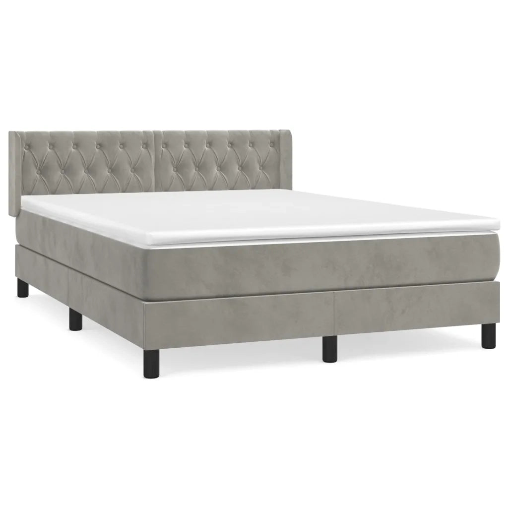 Giroletto a Molle con Materasso Grigio Chiaro 140x200cm Velluto 3131141