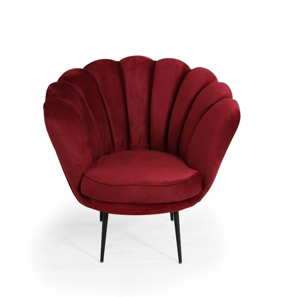Poltrona a conchiglia Orel in velluto colore rosso