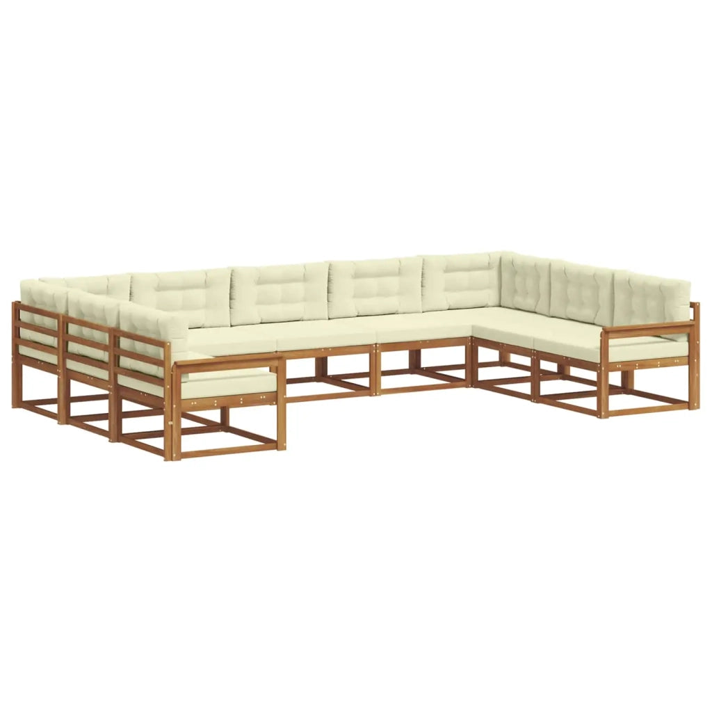 Set di divani da esterno con cuscino 9 pcs Naturale e Crema 3368158