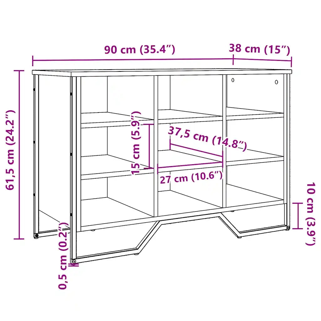 Scarpiera Nera 90x38x61,5 cm in Truciolato 848644