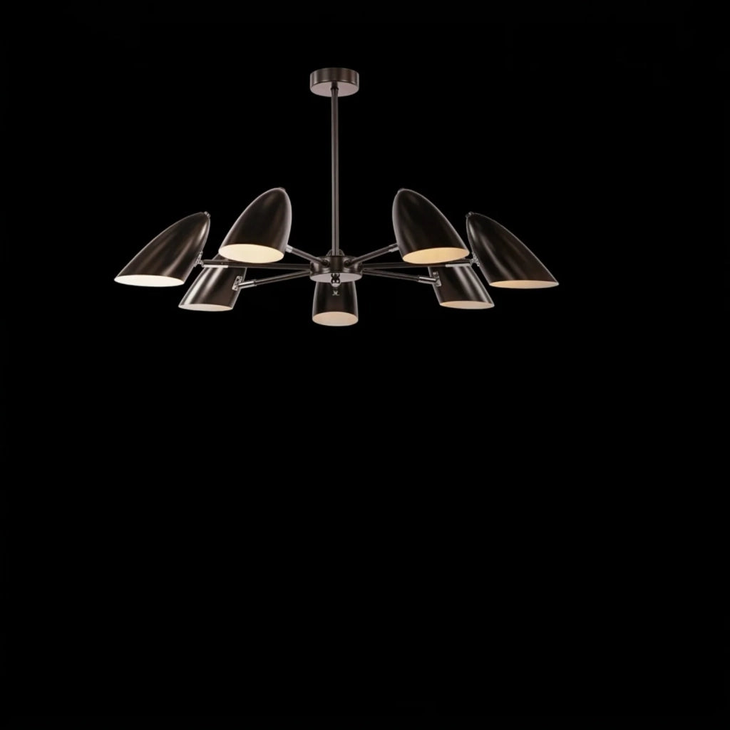 Lampadario A Sospensione Moderno Aida 7 Luci E14 40W Metallo Nero Ip20