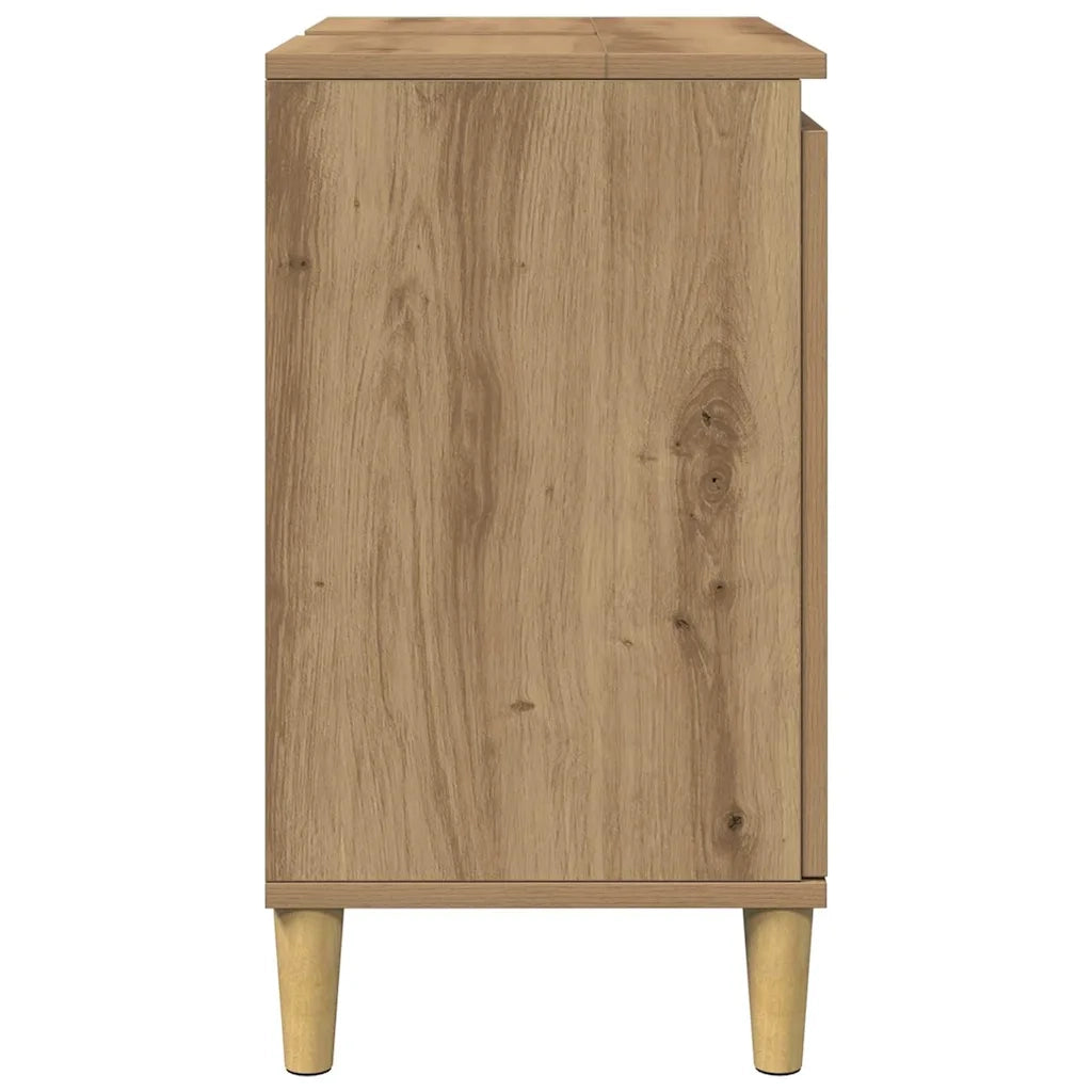 Mobiletto sottolavello moderno con ampio spazio contenitivo 58 x 33 x 60 cm finitura rovere ingegnerizzato realizzato artigianalmente 02_0051042