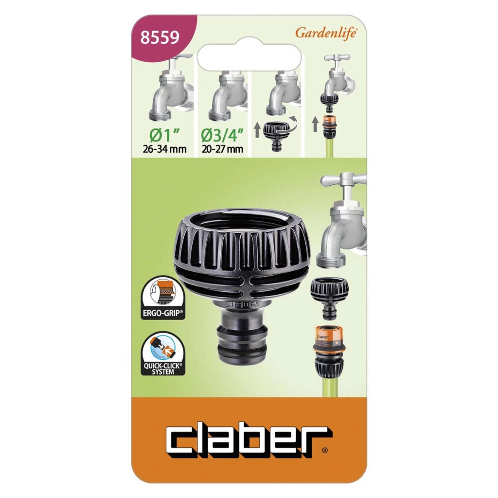 PRESA RUBINETTO MULTIFILETTO ERGOGRIP F 1 - 3/4? IN BLISTER 8559 - 10 blister CLABER