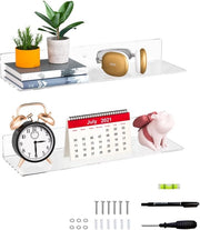 Set di 2 pannelli di supporto trasparenti da 50cm, pannelli da parete fluttuanti in acrilico per piante, altoparlanti, radio, figurine, peluche, libri, cosmetici, articoli da bagno, 2-pack (50cm)