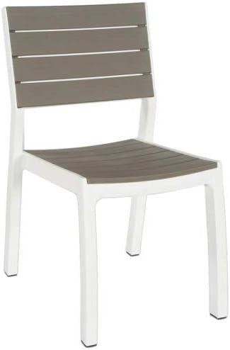 Sedia da Giardino in Resina Effetto Legno Impilabile Colore Bianco e Cappuccino Harmony Keter