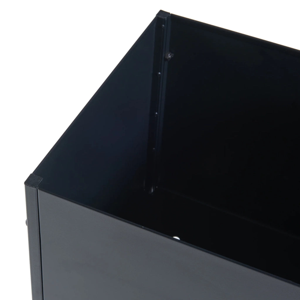 Supporto per piante con vassoio metallico integrato 100 x 30 x 30 cm nero 03_0010709