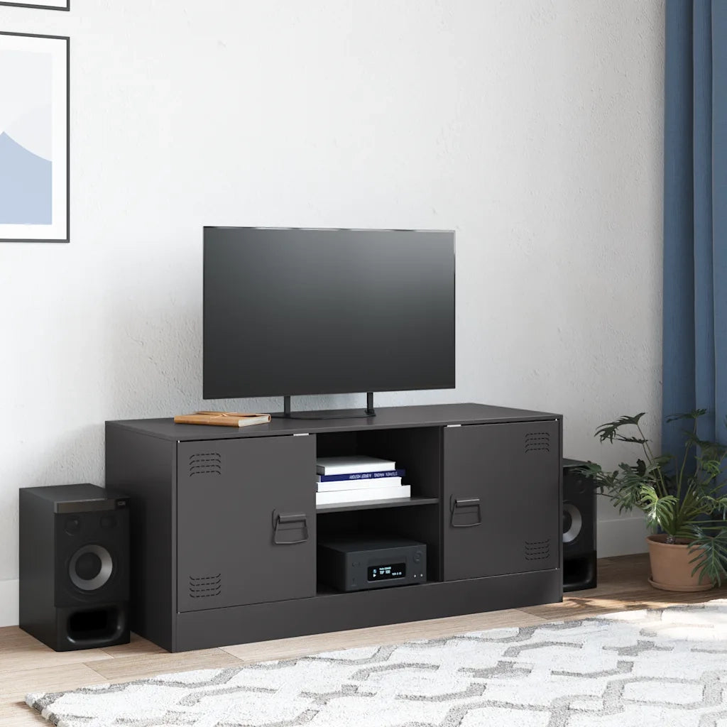 Mobile TV-Credenza per TV-Console TV Nero 99x39x44 cm in Acciaio 488702