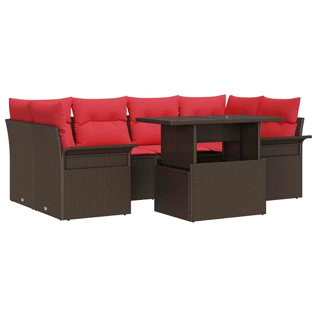 Set Divano da Giardino 7 pcs Marrone Rattan in Polipropilene 3356957
