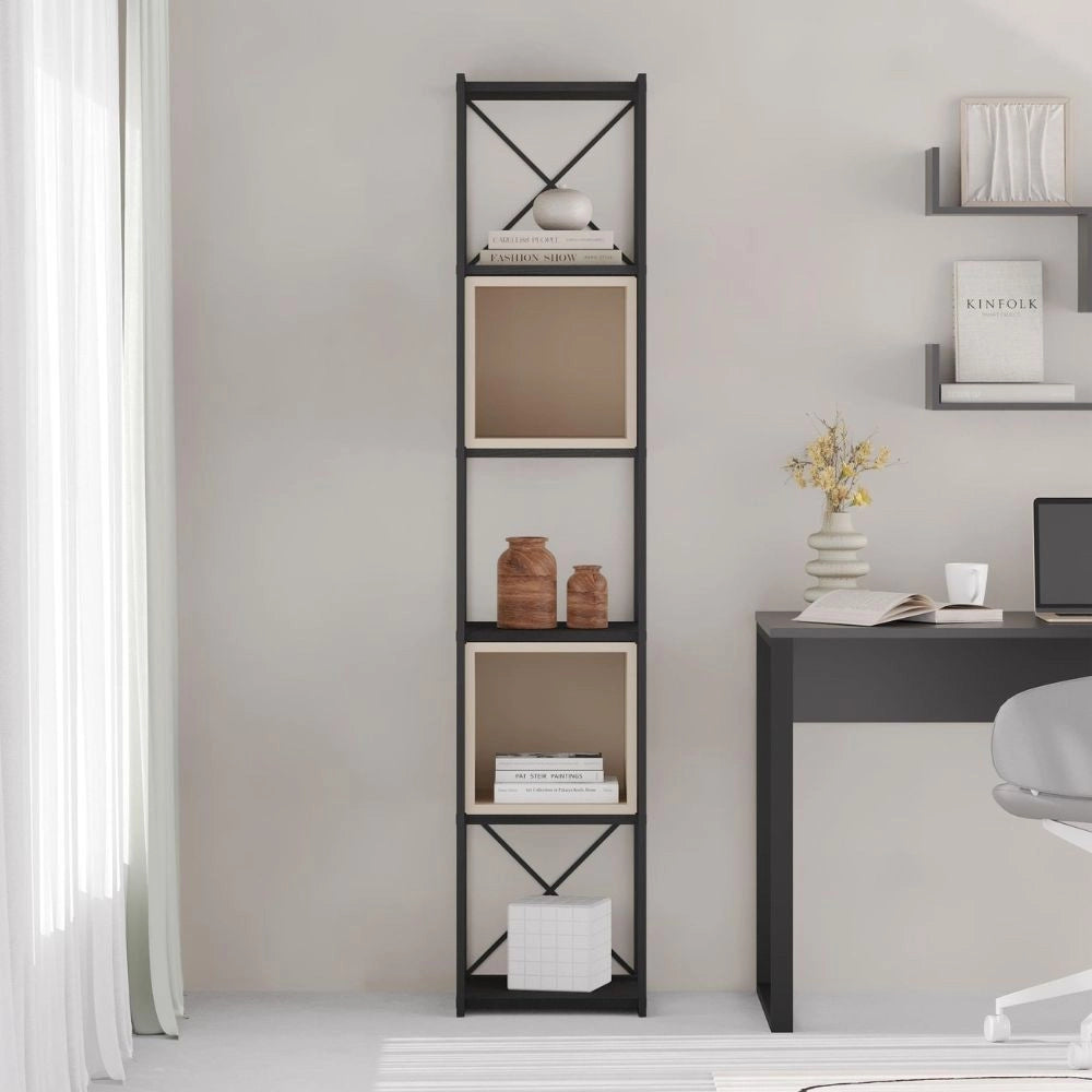 Libreria Vale Mini struttura in metallo nero e cubotti colore cashmere 36.2x39x179H – Geometria e stile industriale