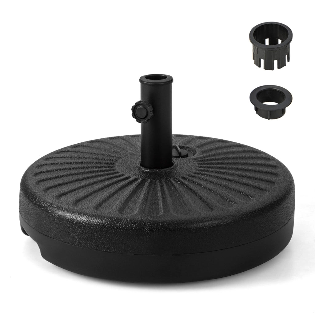 Base ombrellone rotonda riempibile da 50cm adatta a ombrelloni con palo 38/48 mm, Pesi per ombrellone Nero-Basi per ombrellone