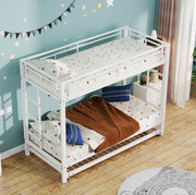 Letto a castello 90x200 cm; con letto estraibile; metallo; bianco