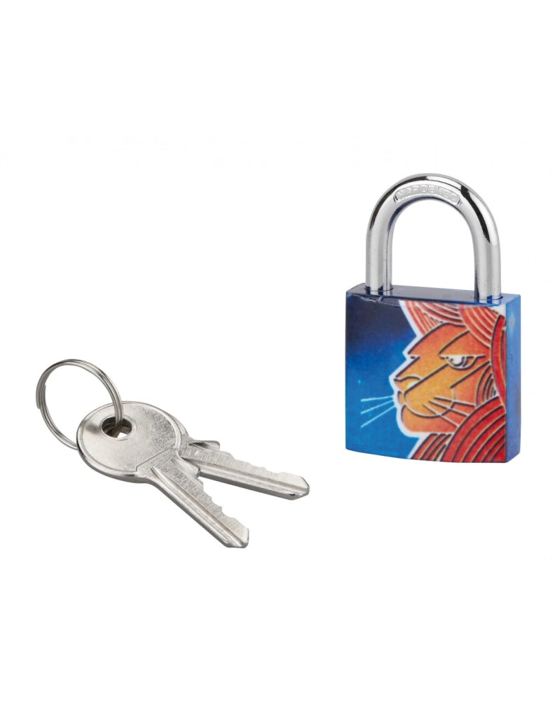 Lucchetto segno zodiacale Leone, acciaio, interno, arco in acciaio, 30 mm, 3 chiavi – THIRARD