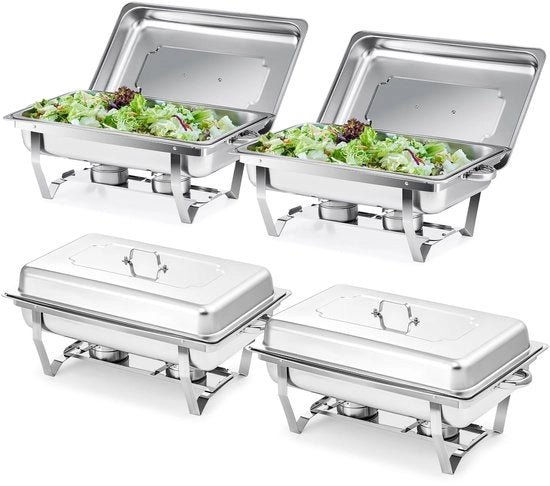 Contenitore di Servizio per Cibi Caldi 8,5L - Acciaio Inossidabile - Set di Servizio per Cibi Caldi - Contenitori per Cibi Caldi - Lampada per Cibi Caldi - Ideale per Catering - Servizio per Cibi Caldi