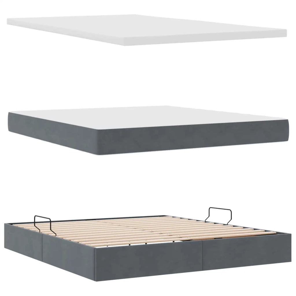 Letto con contenitore e materasso Grigio scuro 180 x 200 cm