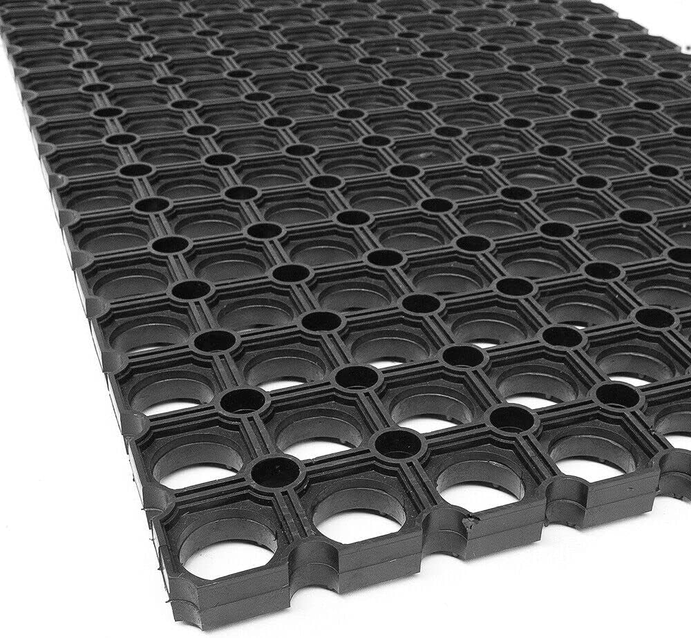 Zerbino Gomma Dura 40x70 cm Antiscivolo Raschiafango Drenante Esterno Robusto Made In Italy