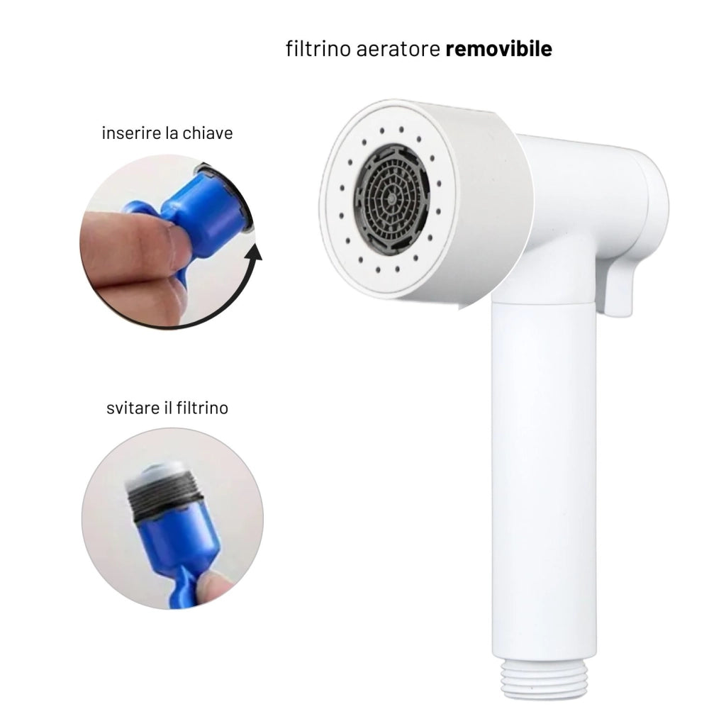 Idroscopino wc doccetta ottone portatile shutoff monogetto con leva ogomondo kit *** finitura- bianco opaco tondo, co...