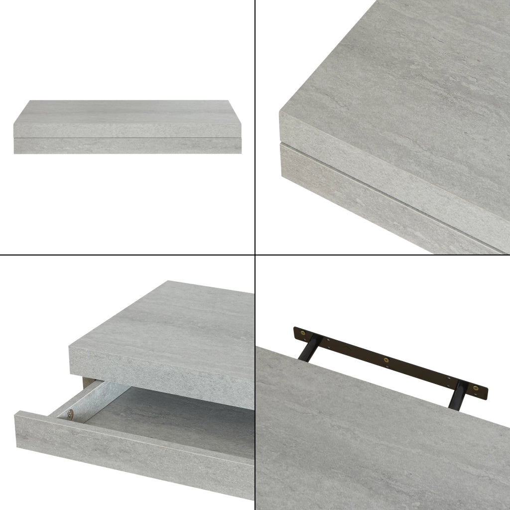 Mensola Karkkila con Cassetto Integrato Comodino Sospeso 60 x 23,5 x 8 cm Effetto Cemento [en.casa]