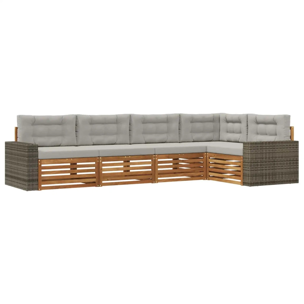 Set di divani da esterno 5 pz Naturale e Grigio Chiaro 3383369