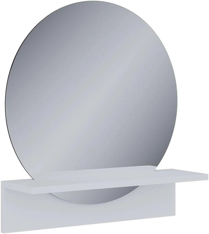 Specchio bagno Elyra, Bianco, 50 x 54.5 cm con ripiano, adatto al montaggio a parete per l'uso quotidiano