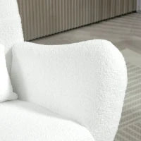 Sedia a Dondolo, Rivestimento in Peluche, Cuscino Lombare, Antiscivolo, fino a 120 kg, Bianco