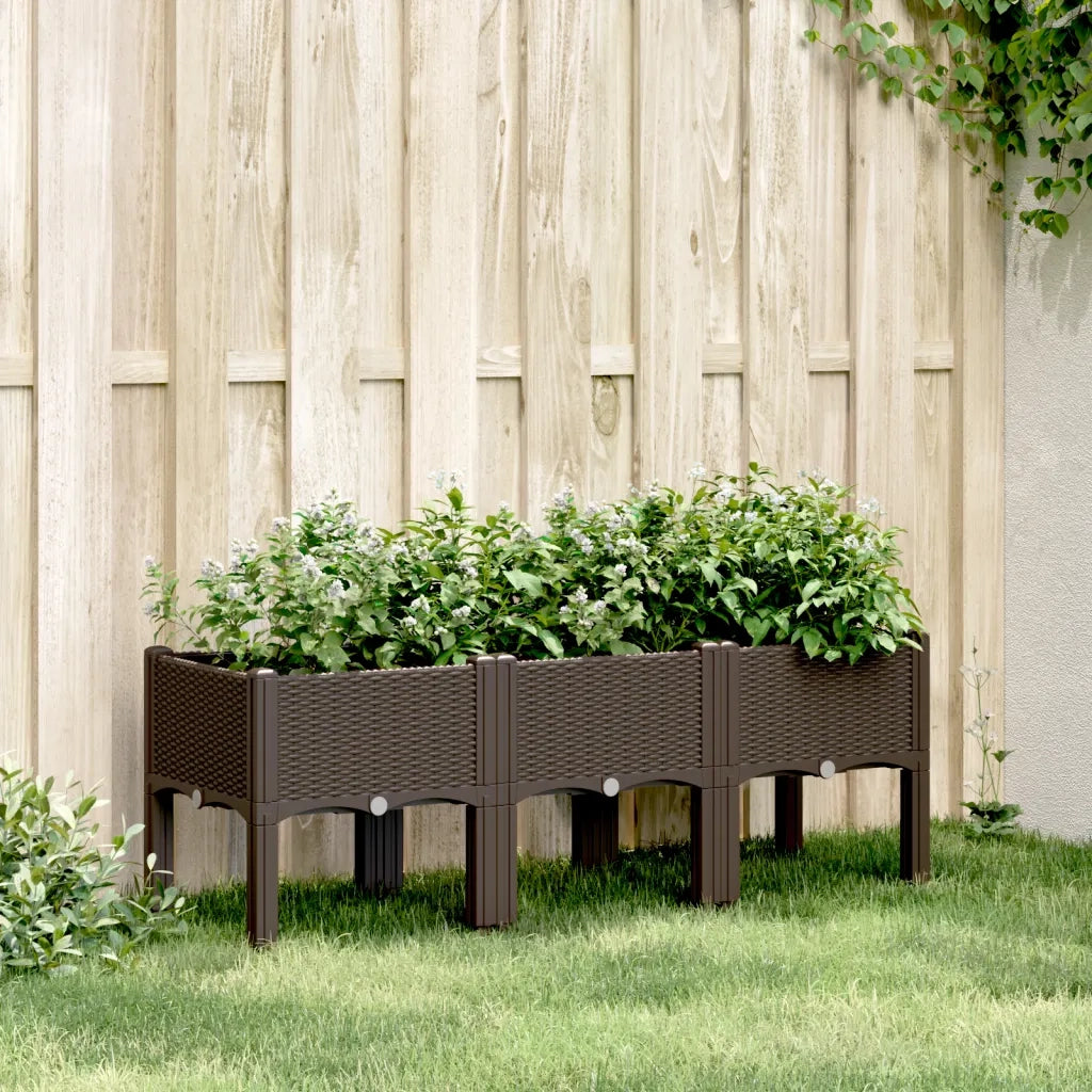 Fioriera da Giardino con Gambe Marrone 120x40x42 cm in PPcod mxl 115318