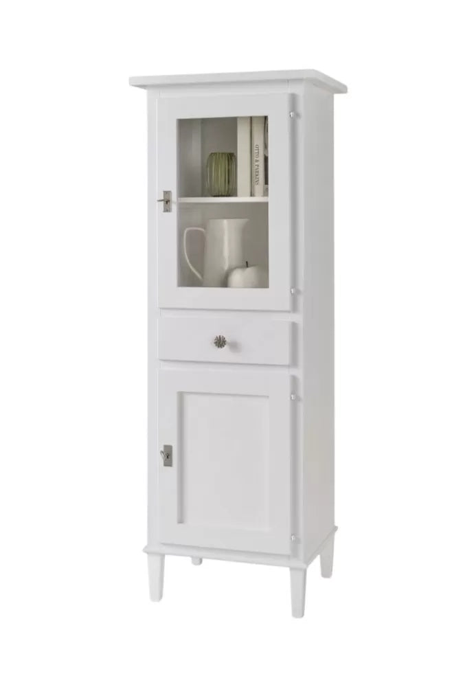 Vetrina 2 porte 1 cassetto legno shabby bianco 54x45x150 (738) - Mobili 2G