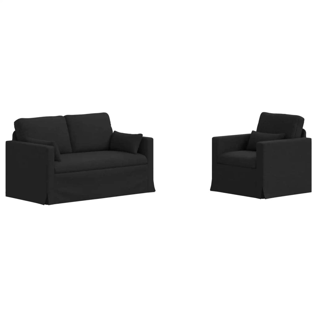 Set di divani 2 pcs Nero 139 x 78 x 80 cm Tessuto