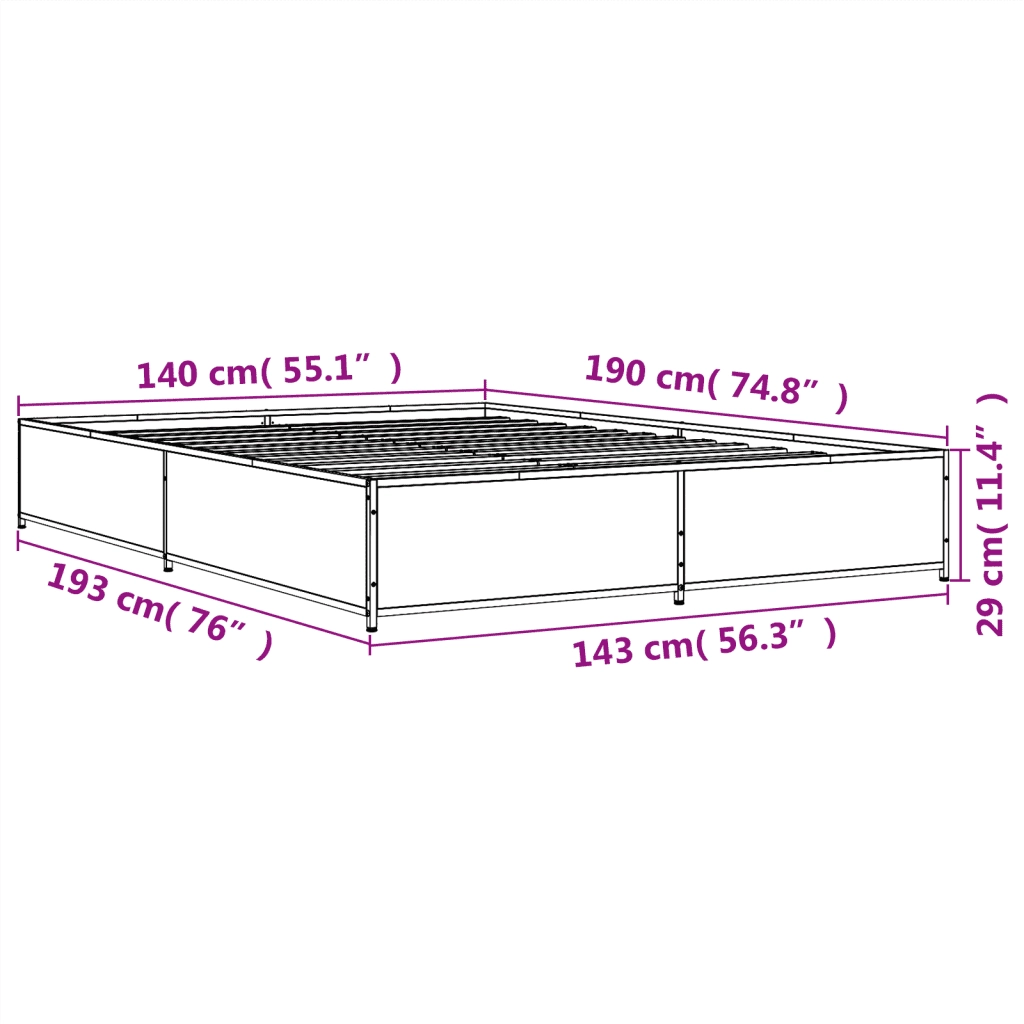 Giroletto Nero 140x190 cm in Legno Multistrato e Metallo 3279852