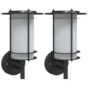 Set di 2 applique da esterno 19 x 19 x 31 cm per un'atmosfera elegante nel tuo giardino in acciaio inox nero 02_0056601