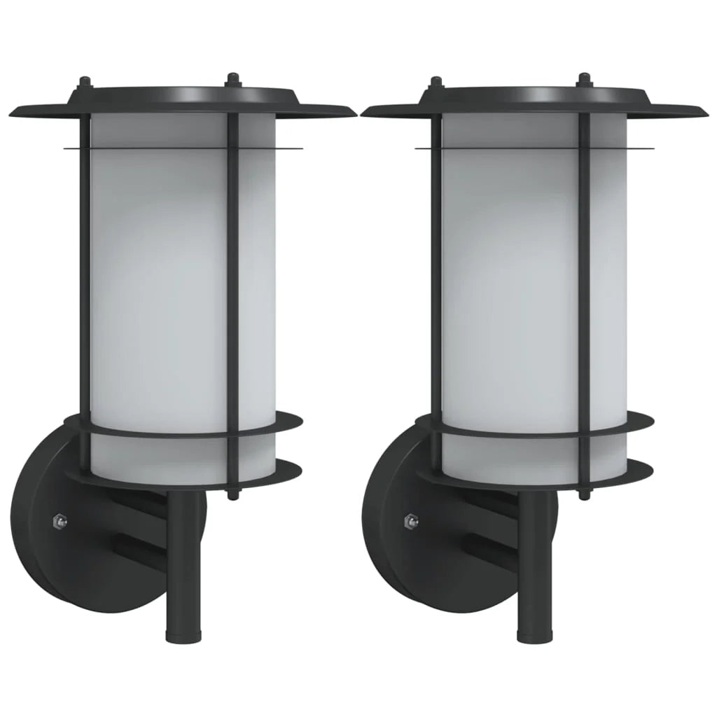 Set di 2 applique da esterno 19 x 19 x 31 cm per un'atmosfera elegante nel tuo giardino in acciaio inox nero 02_0056601