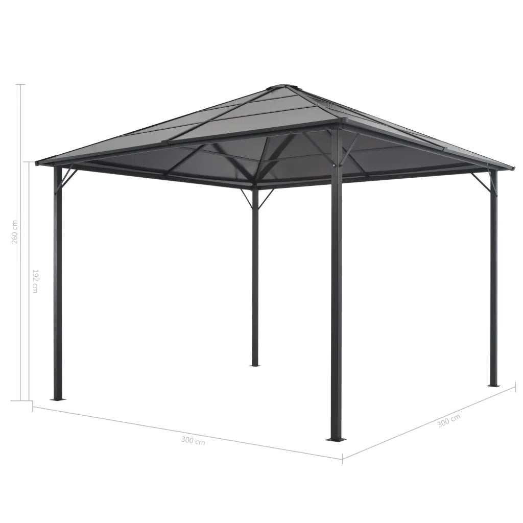 Gazebo con Tettuccio in Alluminio 3x3 m Nero cod mxl 54717