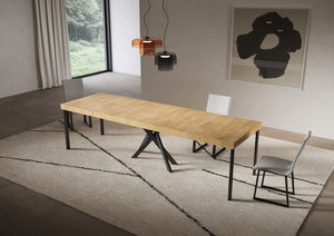 Consolle Allungabile 90-300x40x77 cm Saki Premium Quercia Natura Gambe Antracite