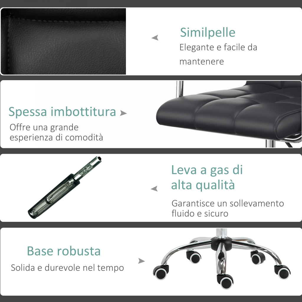 Sedia da Ufficio ¨C zephmum ¨C Pelle PU Nero 52.5x54x84-99cm