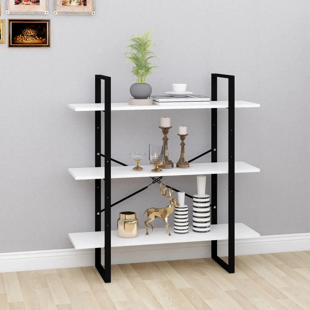 Libreria-Scaffale per Libri-Mobile di Stoccaggio Bianca 100x30x105 cm in Legno Multistrato