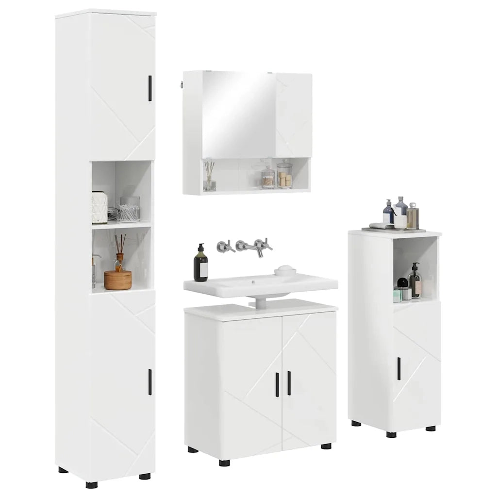Set di mobili per il bagno con porta 4 pcs Bianco Lucido 3392967