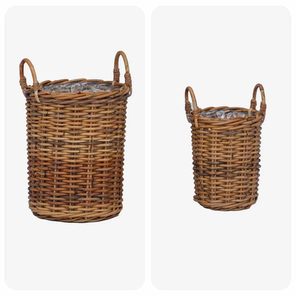 Cesto per Piante con archiviazione 2 pcs Marrone Rattan Kubu