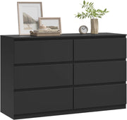 Cassettiera Camera da Letto, Mobile Ingresso con 6 Cassetti, Salvaspazio e Moderno per Soggiorno, Corridoio, in Legno, 120x40x75 cm, Nero