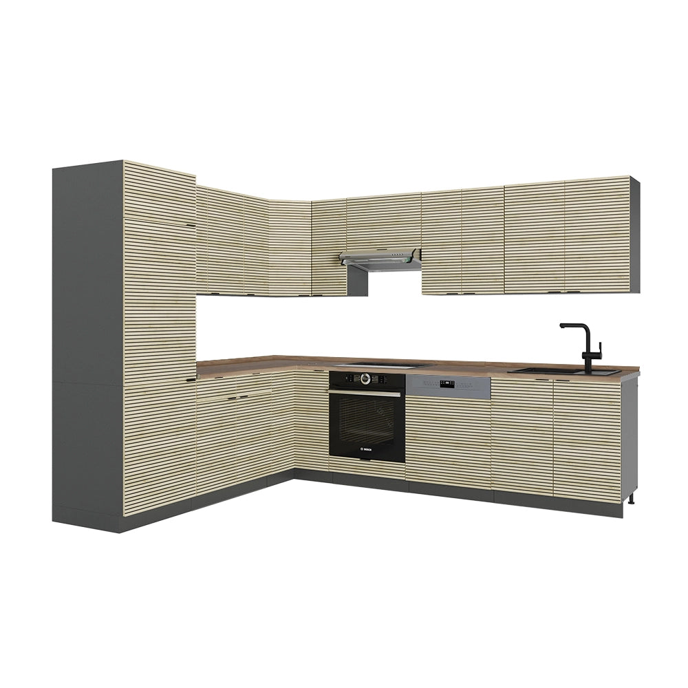 Cucina angolare completa Fame-Line Pannello in quercia/Antracite 287 x 60 cm, PL Rovere Vicco